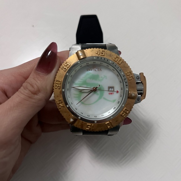 Invicta Gold Bezel Watch with Black Strap - Picture 1 of 6